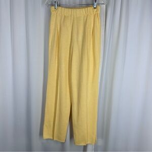 Vtg San Remo Yellow Knit Pants Sz M Straight Leg Pull On Pleated Made In USA